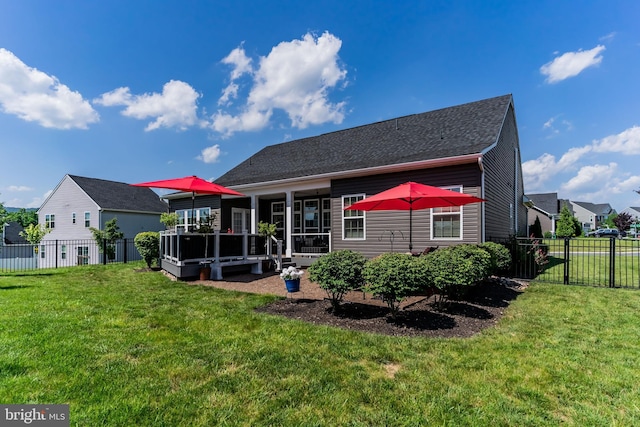 3404 Citation Dr, Harrisburg, PA 17112 - back of property with a wooden deck and a sunroom