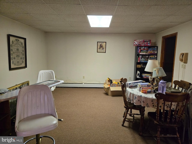 526 Fairground Rd, Newport, PA 17074 - playroom with carpet, baseboard heating, and a drop ceiling