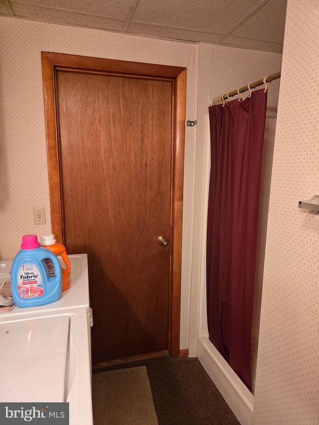 526 Fairground Rd, Newport, PA 17074 - full bathroom featuring wallpapered walls and a shower with curtain