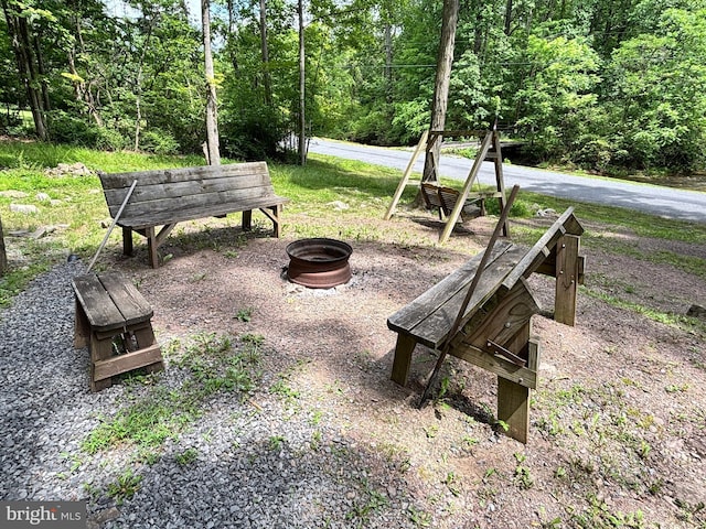 4677 Back Hollow Rd, Blain, PA 17006 - view of home's community with a fire pit and a forest view