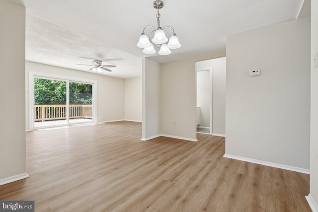 10779 Cordage Walk, Columbia, MD 21044 - spare room featuring a chandelier, light wood-style floors, and a ceiling fan