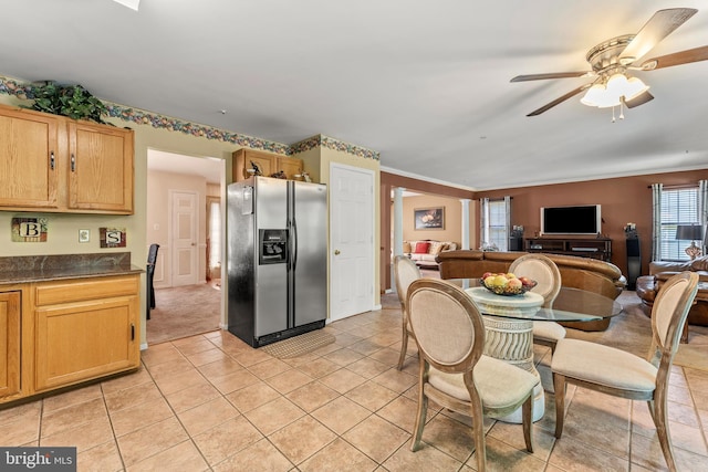 8910 Edison Ln, Clinton, MD 20735 - dining space with light tile patterned floors and ceiling fan