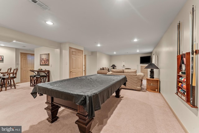 8910 Edison Ln, Clinton, MD 20735 - rec room with light colored carpet, recessed lighting, and billiards