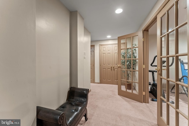 8910 Edison Ln, Clinton, MD 20735 - corridor with carpet, french doors, and recessed lighting