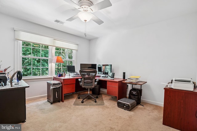 616 Silverstone Ct, Silver Spring, MD 20905 - home office featuring light carpet and ceiling fan