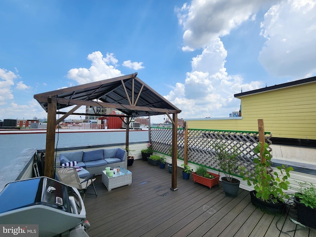 605 N 12th St Unit B, Philadelphia, PA 19123 - wooden deck featuring an outdoor living space and a gazebo