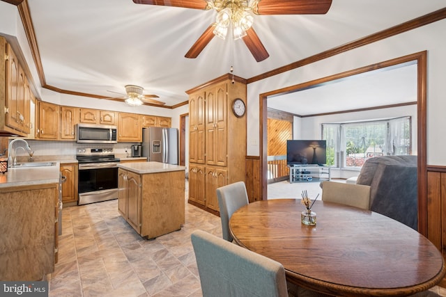 112 Tennessee Trl, Browns Mills, NJ 08015 - dining room with ceiling fan and ornamental molding