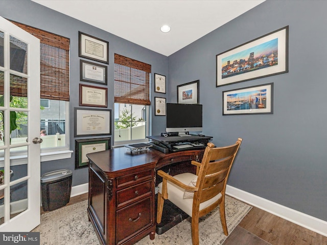 9929 Arapahoe Rd, New Market, MD 21774 - home office featuring wood finished floors and recessed lighting
