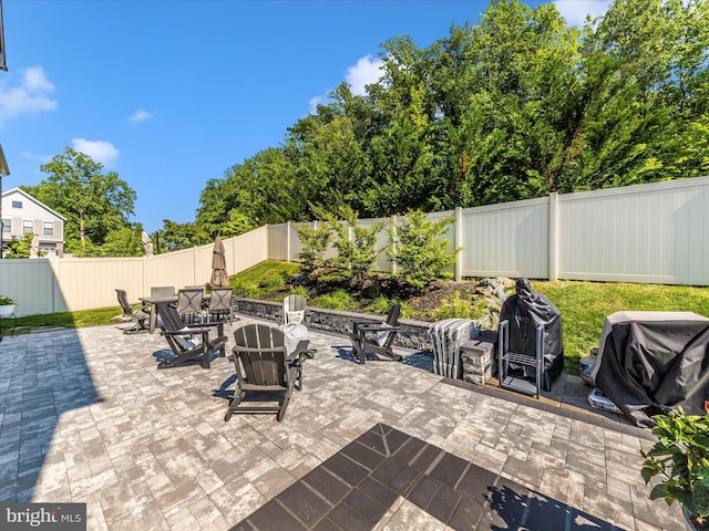9929 Arapahoe Rd, New Market, MD 21774 - fenced backyard featuring a patio area and an outdoor fire pit