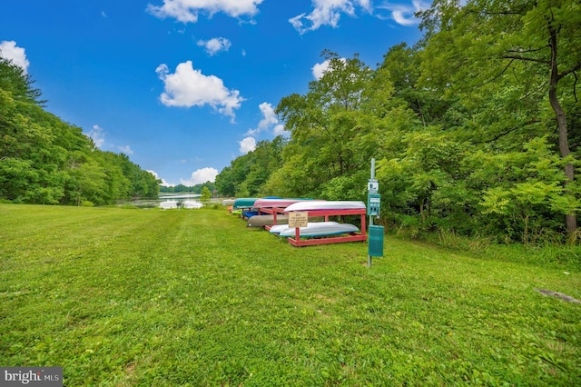 9929 Arapahoe Rd, New Market, MD 21774 - view of green lawn with a water view and a view of trees
