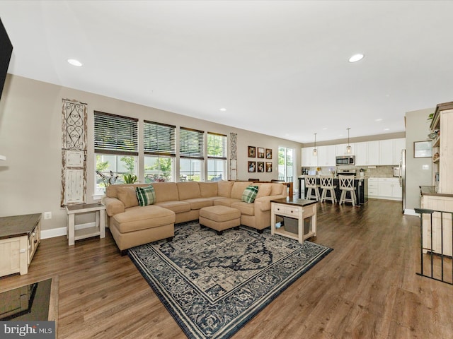 9929 Arapahoe Rd, New Market, MD 21774 - living area featuring wood finished floors and recessed lighting