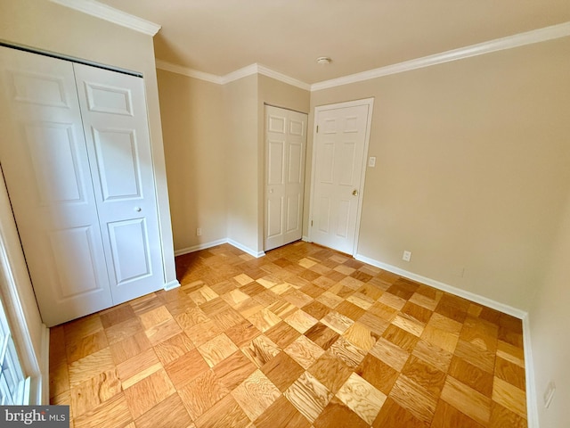 868 Quince Orchard Blvd Unit 202, Gaithersburg, MD 20878 - unfurnished bedroom featuring baseboards and crown molding
