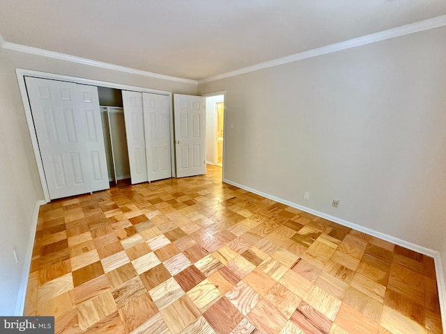 868 Quince Orchard Blvd Unit 202, Gaithersburg, MD 20878 - unfurnished bedroom with ornamental molding and a closet