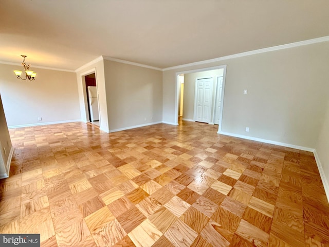868 Quince Orchard Blvd Unit 202, Gaithersburg, MD 20878 - empty room featuring a chandelier and crown molding