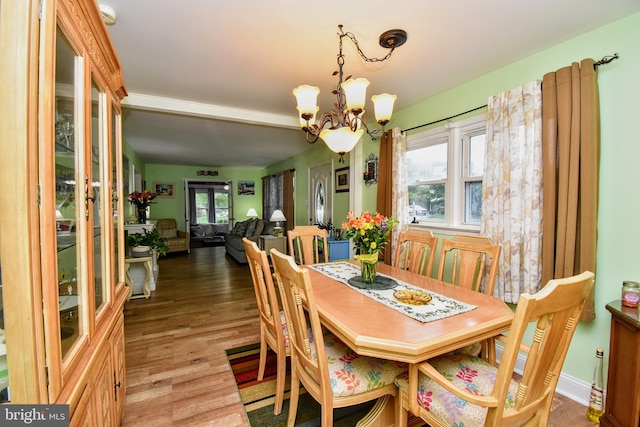24 Haddon Rd, Somers Point, NJ 08244 - dining area featuring a chandelier and wood finished floors