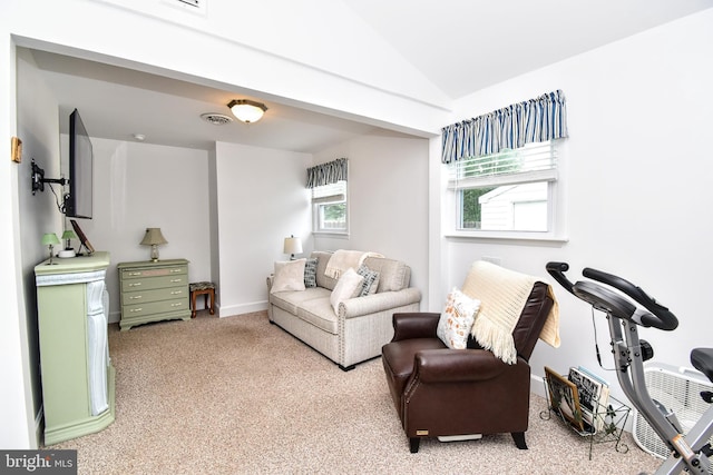 24 Haddon Rd, Somers Point, NJ 08244 - living area featuring lofted ceiling and carpet flooring
