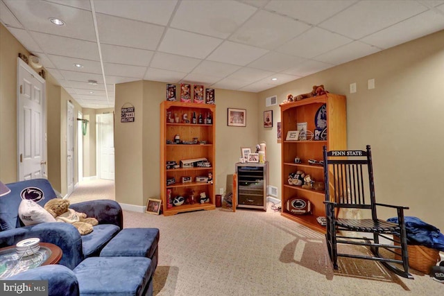 14 Wyomissing Ct, Wyomissing, PA 19610 - living room with carpet flooring, a paneled ceiling, and recessed lighting