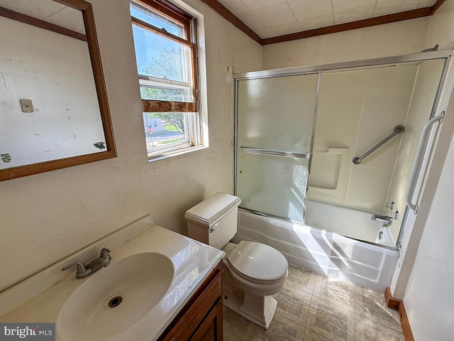 507 Market St, New Cumberland, PA 17070 - full bathroom with vanity, bath / shower combo with glass door, and ornamental molding