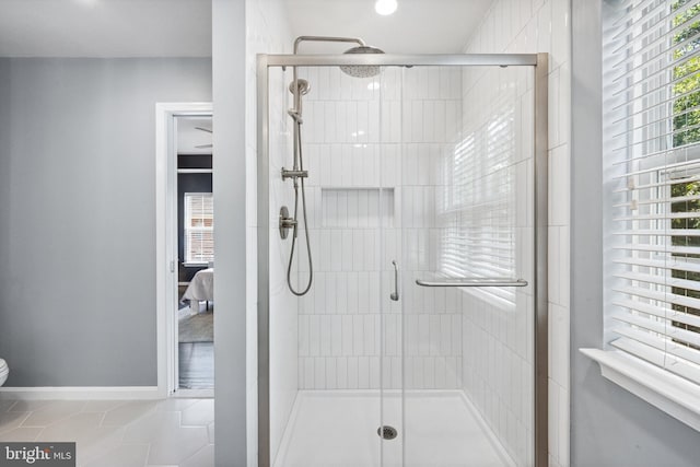 8562 Wyngate Manor Ct, Alexandria, VA 22309 - full bath with tile patterned flooring, connected bathroom, and a stall shower