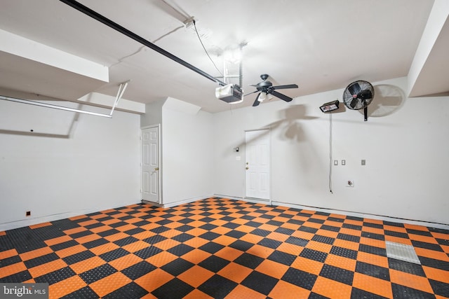 8562 Wyngate Manor Ct, Alexandria, VA 22309 - garage with a garage door opener and a ceiling fan