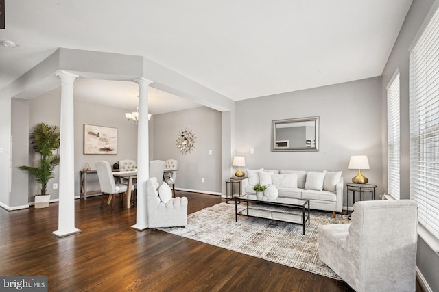 8562 Wyngate Manor Ct, Alexandria, VA 22309 - living room with ornate columns and wood finished floors