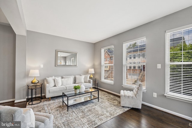 8562 Wyngate Manor Ct, Alexandria, VA 22309 - living room with dark wood-style floors and baseboards