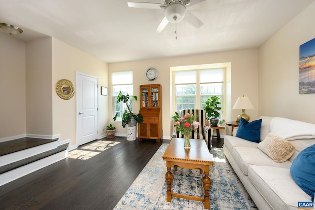 2127 Elm Tree Knl, Charlottesville, VA 22911 - living room featuring a ceiling fan and wood finished floors