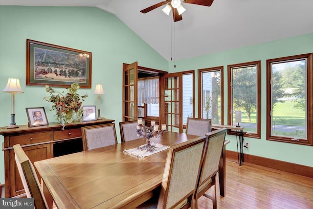 270 Gouglersville Rd, Reading, PA 19608 - dining room featuring healthy amount of natural light, vaulted ceiling, light wood-style floors, and ceiling fan
