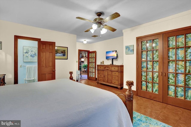 270 Gouglersville Rd, Reading, PA 19608 - bedroom featuring french doors and a ceiling fan
