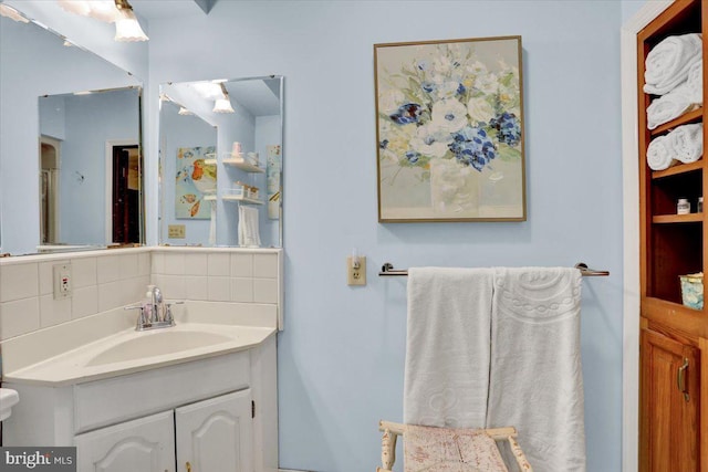 270 Gouglersville Rd, Reading, PA 19608 - bathroom with vanity and decorative backsplash