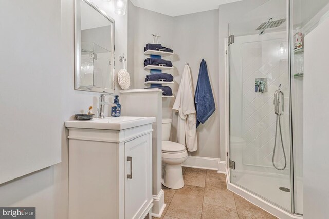2090 Clearview Dr, Owings, MD 20736 - full bathroom with a stall shower, tile patterned floors, and vanity