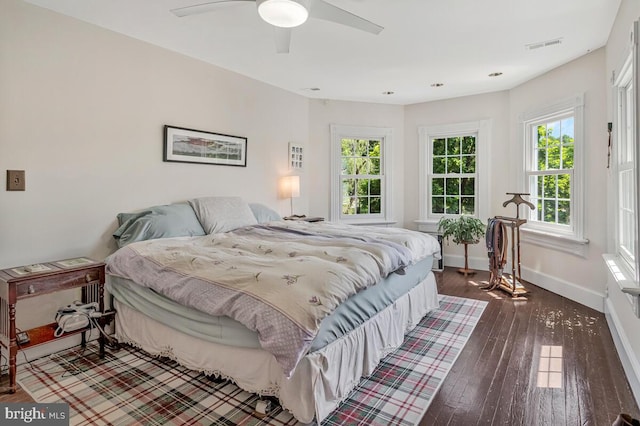 2090 Clearview Dr, Owings, MD 20736 - bedroom featuring dark wood-style flooring and ceiling fan