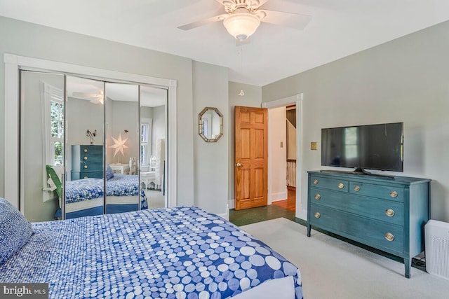 2090 Clearview Dr, Owings, MD 20736 - bedroom featuring a closet and a ceiling fan