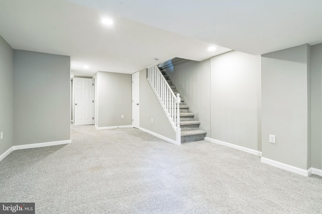 2721 E Chase St, Baltimore, MD 21213 - finished below grade area featuring stairs, recessed lighting, and carpet floors