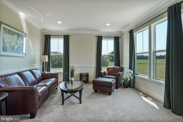 11100 Slate Landing Ln, Nokesville, VA 20181 - carpeted living area featuring ornamental molding and recessed lighting