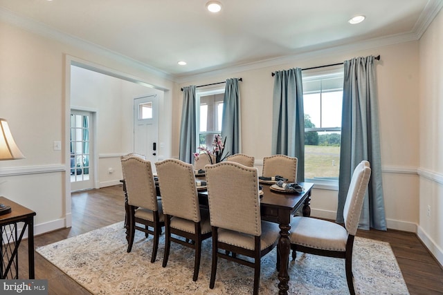 11100 Slate Landing Ln, Nokesville, VA 20181 - dining room featuring plenty of natural light, crown molding, wood finished floors, and recessed lighting