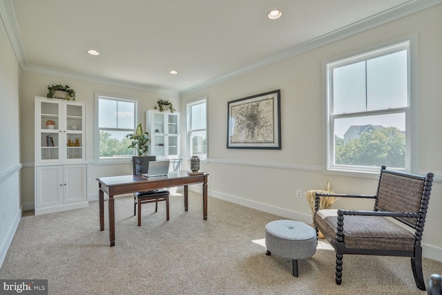 11100 Slate Landing Ln, Nokesville, VA 20181 - office featuring carpet, ornamental molding, and recessed lighting