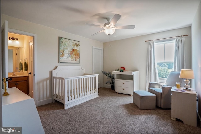 11100 Slate Landing Ln, Nokesville, VA 20181 - carpeted bedroom featuring a nursery area and a ceiling fan