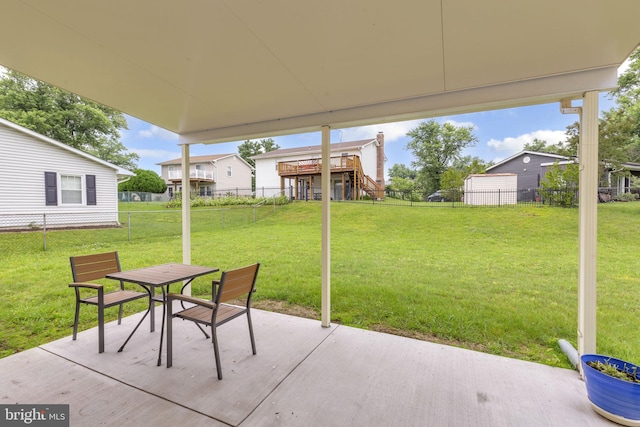 1848 Statesman Ct, Severn, MD 21144 - fenced backyard featuring a patio area, outdoor dining area, and stairway