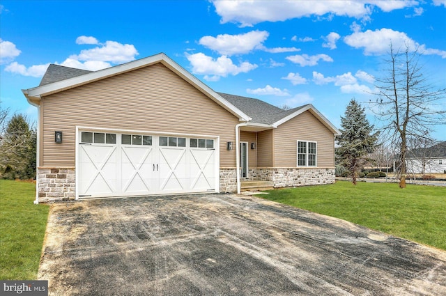 51FRANKLINDR Franklin Dr, Mechanicsburg, PA 17055 - view of front of house with stone siding, driveway, a front yard, and an attached garage