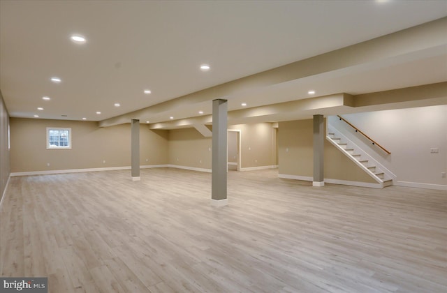 51FRANKLINDR Franklin Dr, Mechanicsburg, PA 17055 - below grade area with stairs, light wood-type flooring, and recessed lighting