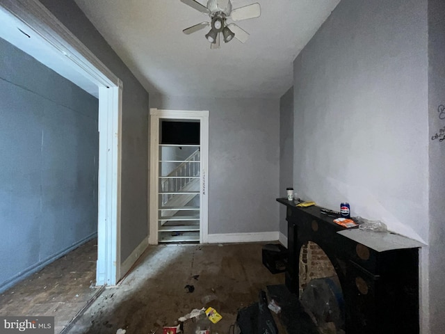 2532 W Baltimore St, Baltimore, MD 21223 - foyer entrance with a ceiling fan and baseboards