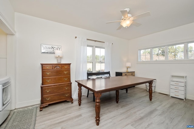 928 Slate Mill Rd Unit B, Stanardsville, VA 22973 - home office with light wood-type flooring, plenty of natural light, a ceiling fan, and a water view