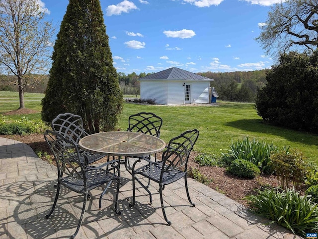 928 Slate Mill Rd Unit B, Stanardsville, VA 22973 - view of patio with outdoor dining area and an outdoor structure