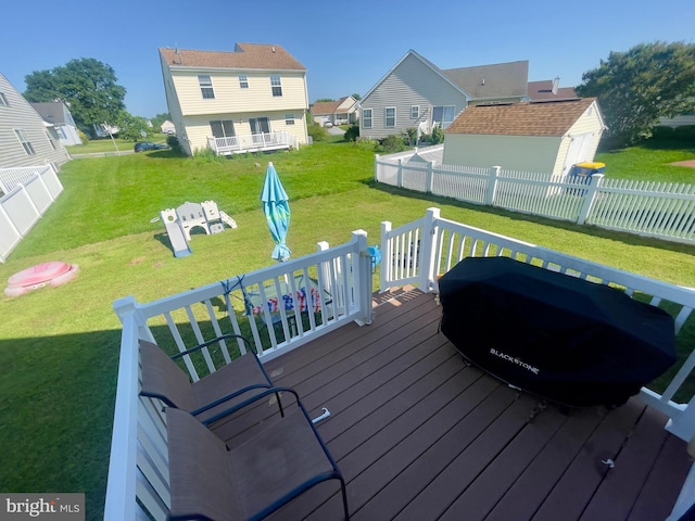 8 Aidone Ln, Smyrna, DE 19977 - wooden terrace featuring a fenced backyard and a residential view