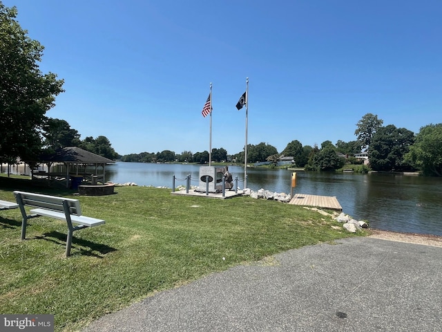 8 Aidone Ln, Smyrna, DE 19977 - water view with a dock and a gazebo