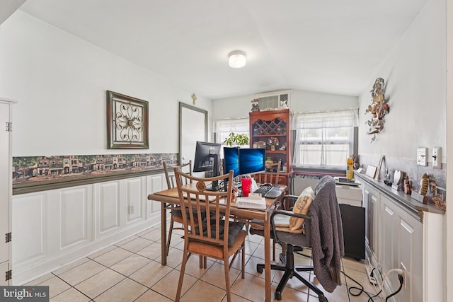 28 Indian Red Rd, Levittown, PA 19057 - dining room with lofted ceiling, light tile patterned floors, and an office area