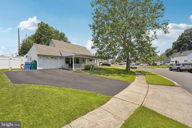 28 Indian Red Rd, Levittown, PA 19057 - view of front of home featuring an attached garage, covered porch, asphalt driveway, and a shingled roof