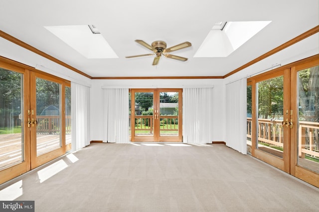 2621 Dartmouth Woods Rd, Wilmington, DE 19810 - unfurnished sunroom featuring french doors, a skylight, and plenty of natural light