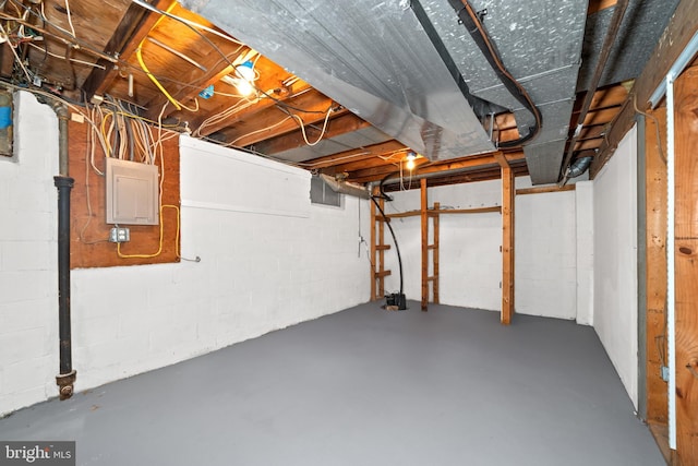 2621 Dartmouth Woods Rd, Wilmington, DE 19810 - unfinished basement featuring electric panel and concrete block wall
